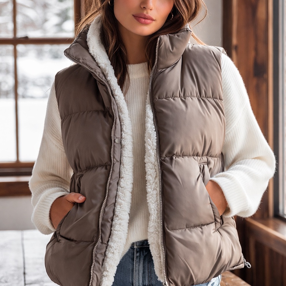 Women's Brown Puffer Vest